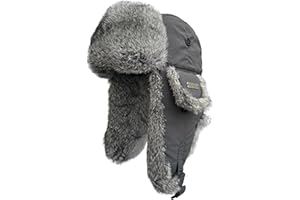 IFURHATAL Winter Trapper Hat for Men Women 100% Real Rabbit Fur Russian Fur Winter Ushanka Hat Men Aviator Hat Mens Trapper Hat