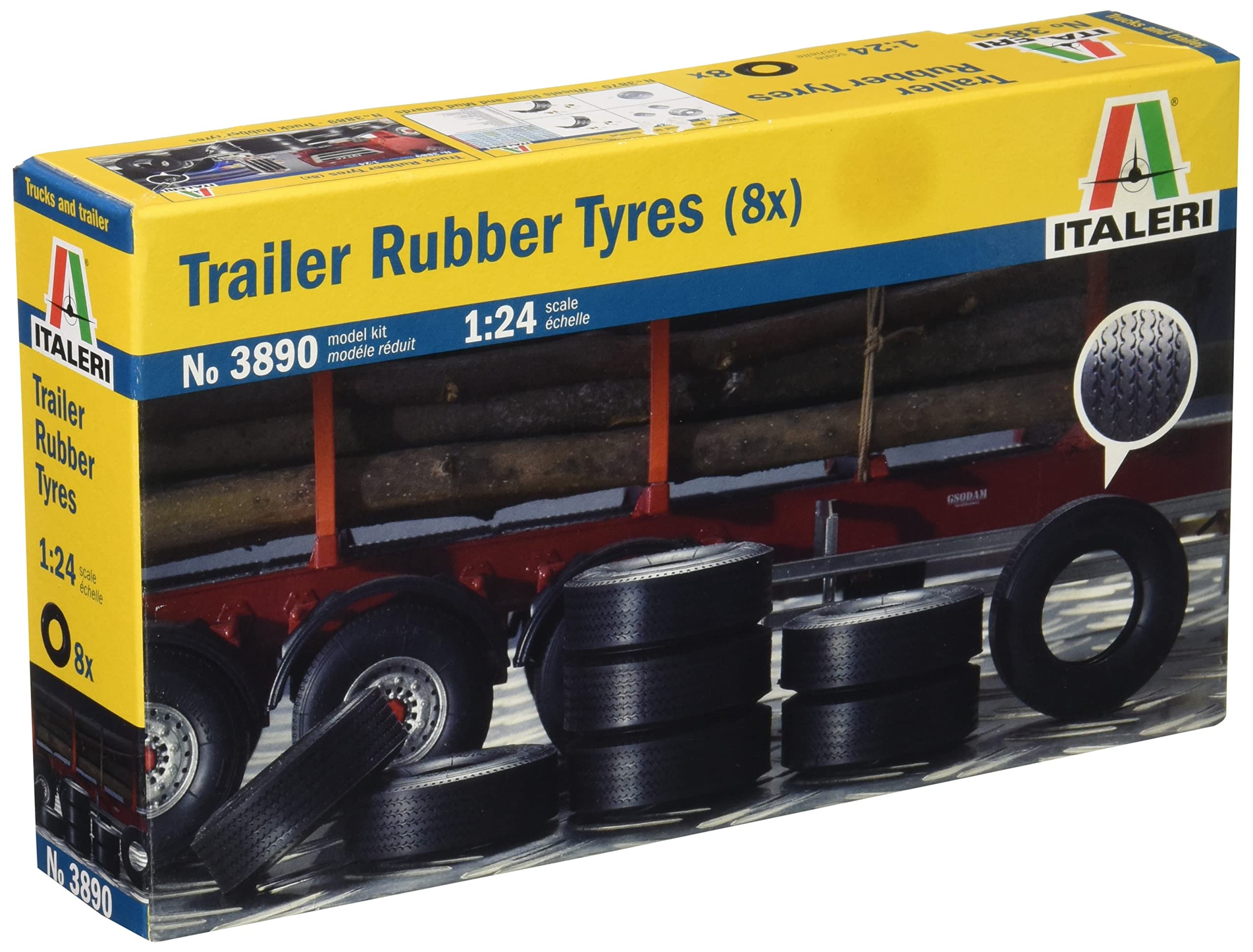 Italeri 510003890 1:24 scale Trailer Tyres (Pack of 8)