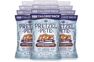 Pretzel Pete Salted Caramel Seasoned Mini Twist Pretzels, 100 Calories, Non-GMO, Small Batch, Bold Flavor, 0.8oz (24 Pack)