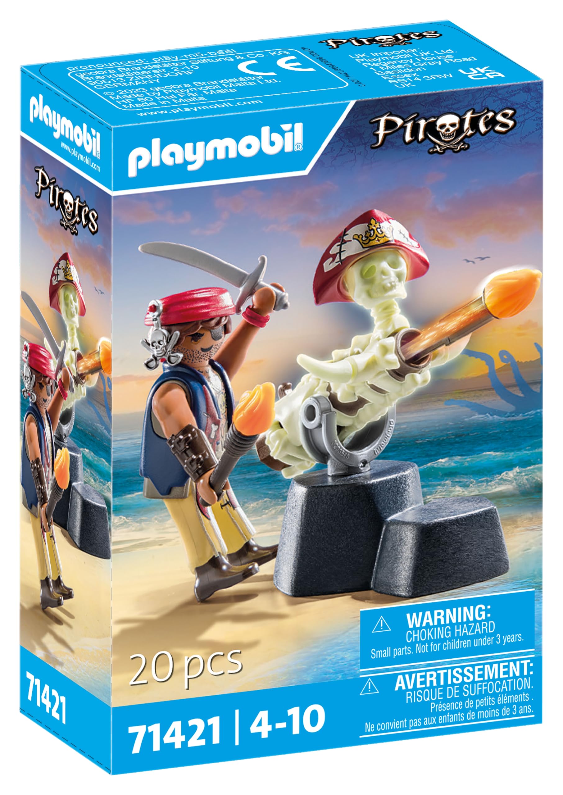 PLAYMOBIL 71421 Pirates: Pirate vs. Deeper – Cannon Master, fantasy pirate world, fun imaginative role-play, playsets suitable for children ages 4+ — image 1