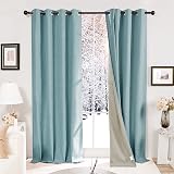 Deconovo Linen Effect 100% Blackout Curtains Stone Blue W52 x L72 2 Panels