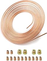 QWORK Copper Plated Brake Pipe 3/16 in x 25 ft with 16 Nuts OD 4.76mm ID 3.3mm view 7