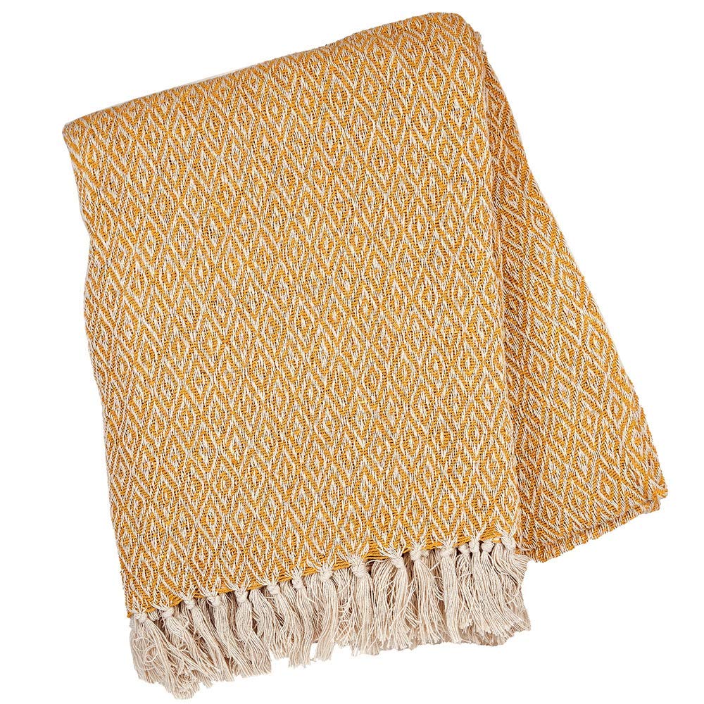 Sass & Belle Scandi Boho Mustard Blanket Throw