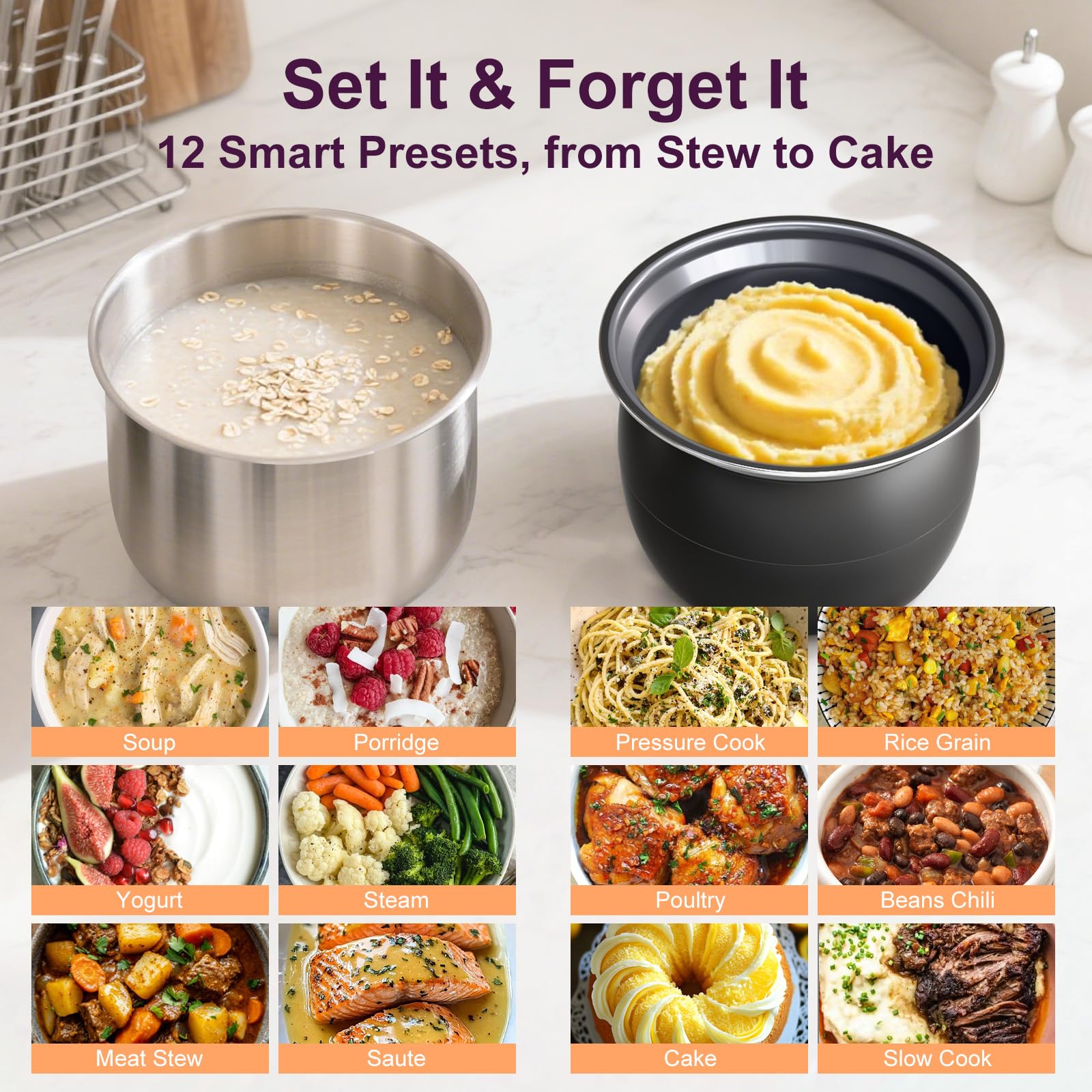 Olla a presión eléctrica Fullwill de doble olla 6+5QT (actualizada 2025), olla múltiple 12 en 1 para cocinar a presión, sopa, yogur, guiso, arroz