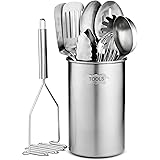 Stainless-Steel Kitchen Utensil Set - 10-piece premium Nonstick & Heat Resistant Kitchen Gadgets, Turner, Spaghetti Server, L