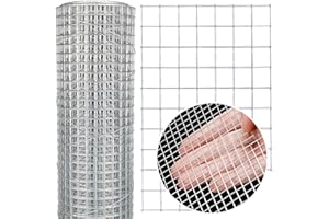 WURJHSONG Hardware Cloth 12'' x 20' 1/2 in Galvanized Wire Mesh Roll (19 GA) Chicken Wire Fence Roll for Chicken Pen/coop Fences, Screen mesh, Rabbit/Snake Fences, Poultry enclosures, Handicraft Making, etc.