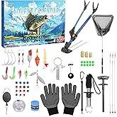 Fishing Advent Calendar 2025 for Men - 24-Day Countdown Calendar with Telescopic Landing Net, Fish Gripper & Rod Holder for Father, Husband, Boyfriend