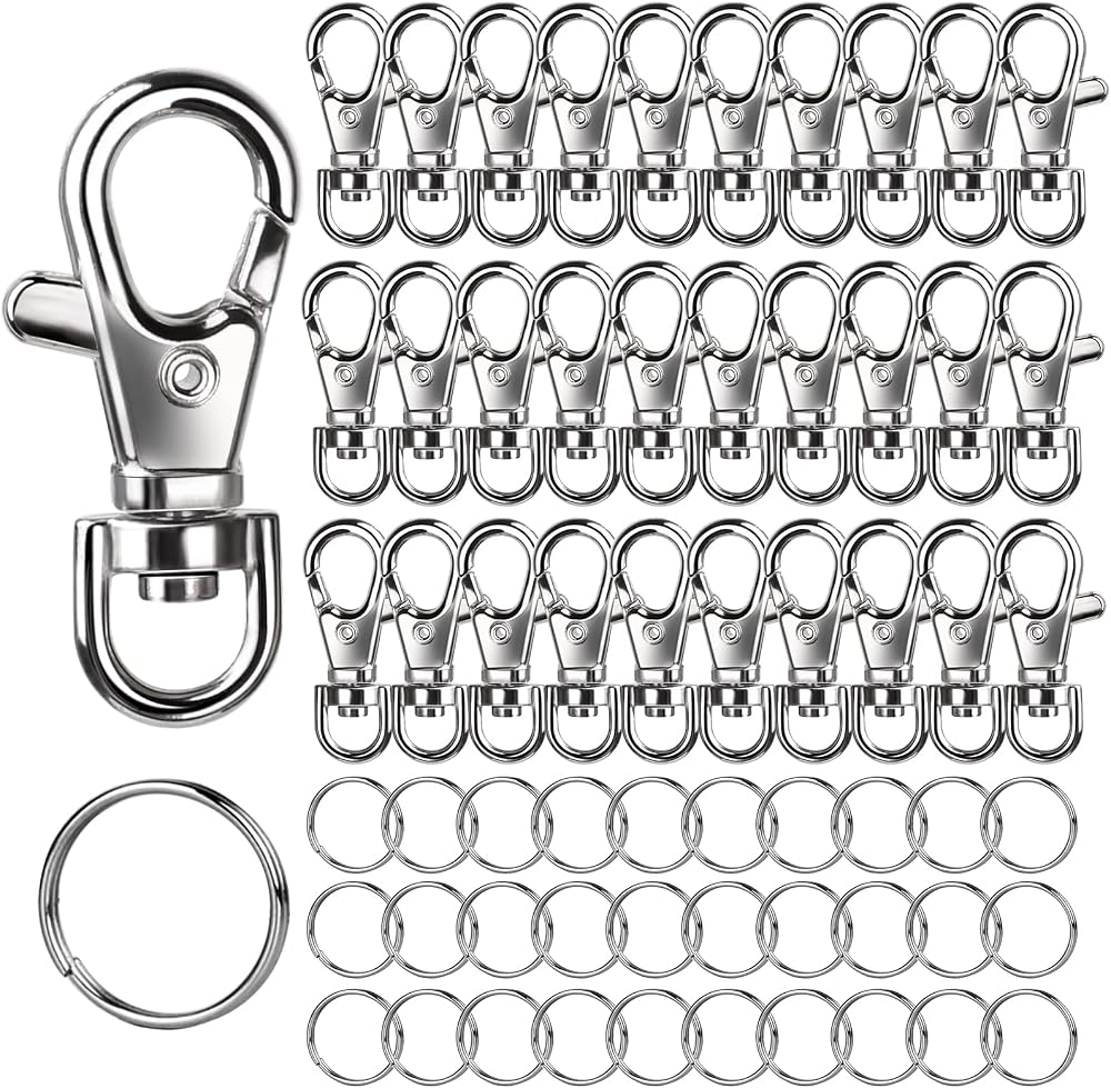 LEOBRO 60Pcs Swivel Lobster Clasps & Key Rings for Crafts