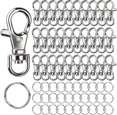 LEOBRO 60Pcs Swivel Lobster Clasps & Key Rings for Crafts