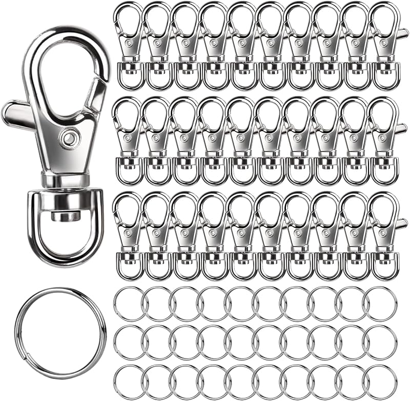 LEOBRO 60Pcs Swivel Lobster Clasps & Key Rings for Crafts