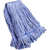 String Mop Heads Replacement Heavy Duty Commercial Grade Blue Cotton Looped End Wet Industrial Cleaning Mop Head Refills (1, Medium)
