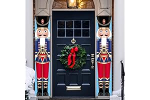 FARONZE Christmas Nutcracker Drummer Door Hanger Porch Banner Indoor & Outdoor House Décor Nutcracker Banners for Front Door Living Room Kitchen Wall Party