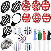 Zhanmai 16 Pcs Golf Ball Marker Stencils, 12 Marking Stencil 4 Color Marker | 12 Letter Symbol Templates for Ball Marking, 4 Color Pens Blue Green Red Black, Golf Ball Alignment and Identification Tool