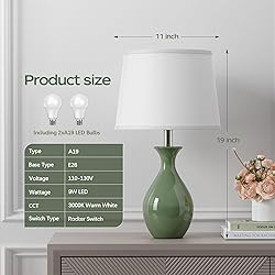 PARTPHONER Table Lamp Set of 2, Modern Ceramic