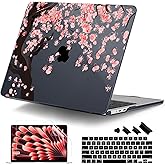 DONGKE for M4 MacBook Air 13.6 Inch Case 2025 2024 2023 2022 Model A3240 A3113 A2681 M3 M2 Chip, Plastic Hard Shell Case Cover with Touch ID for MacBook Air 13 Inch M4 - Cherry Blossoms