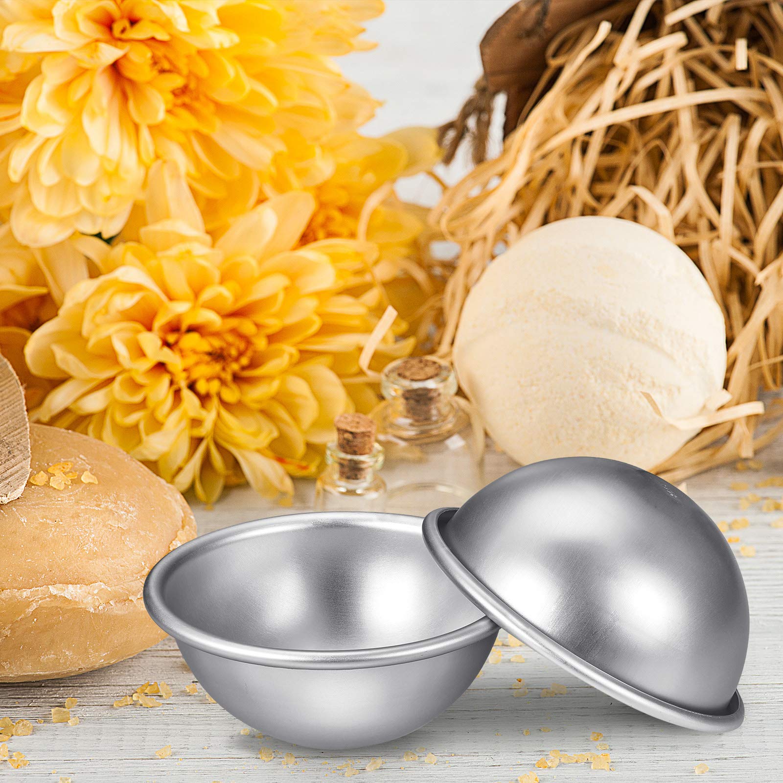 10 Pieces Metal Bath Bomb Molds Soap Press Tray 4 cm 5 cm 6 cm 7 cm 8 cm 5 Sizes DIY Bath Bomb Molds Crafting for DIY Making Supplies(Aluminum)