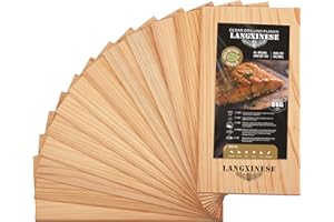 Langxinese Bigger 12 PK, Cedar Planks for Grilling Salmon,11"x 5" Better Smoking, Add Smoky Flavor to Salmon, Veggies, Restaurant Quantity