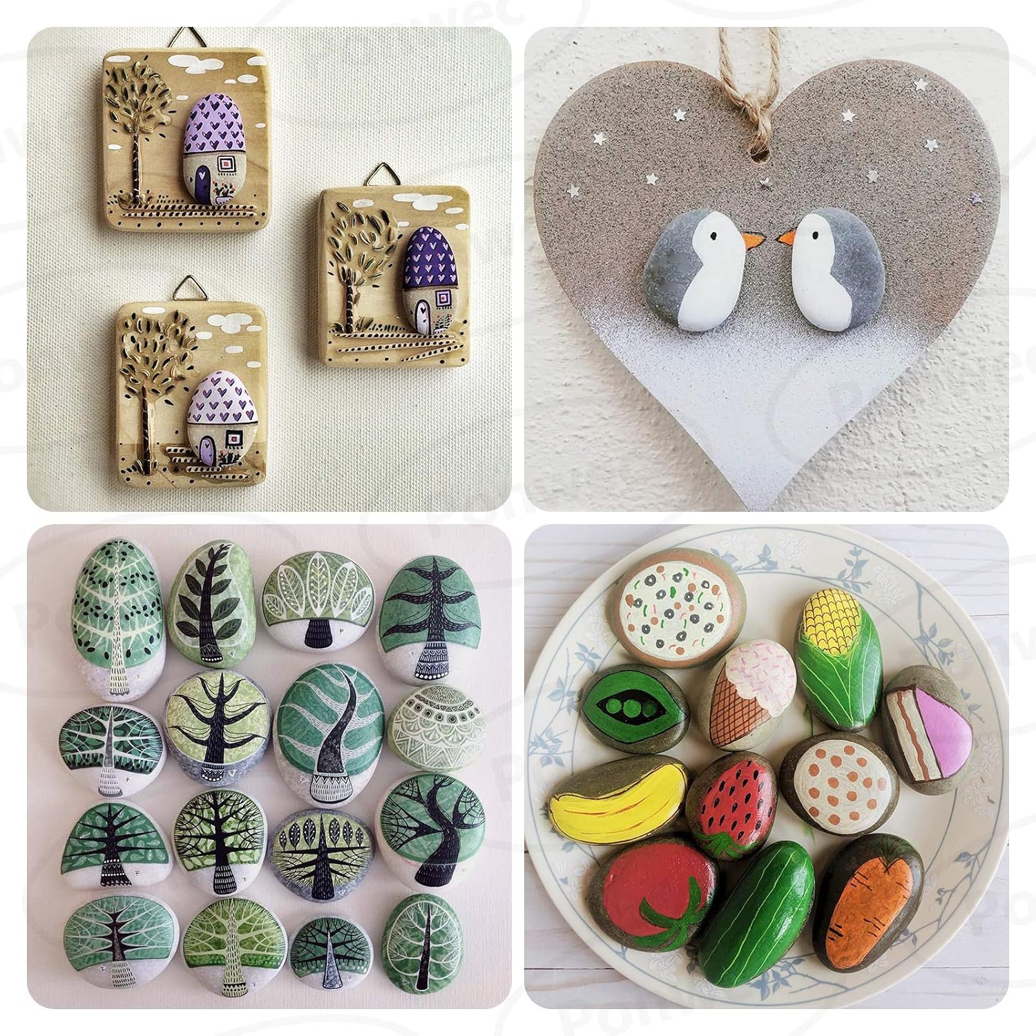 Ponwec 40PCS Painting Rocks River Rocks for Painting&Art, Smooth Unpolished Craft Rocks Stones DIY Rocks Flat Assorted Size and Shapes Range Around 1.5-2.36 Inch Each for Outdoor Rock Art Garden Decor : Garden & Outdoor