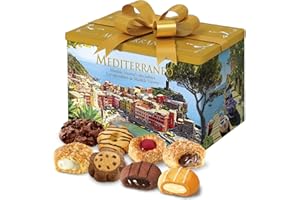 Matilde Vicenzi Mediterraneo Gift Tin - Assortment of Italian Pastries and Cookies - Bakery Dessert Gifts For Thanksgiving, C