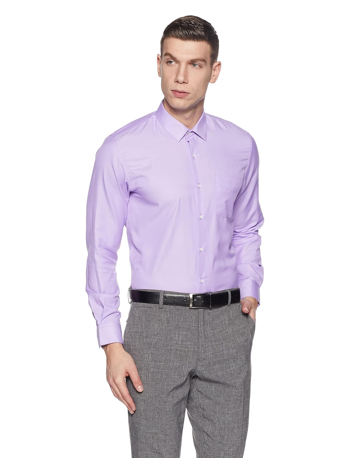 peter england men's plain slim fit formal shirt