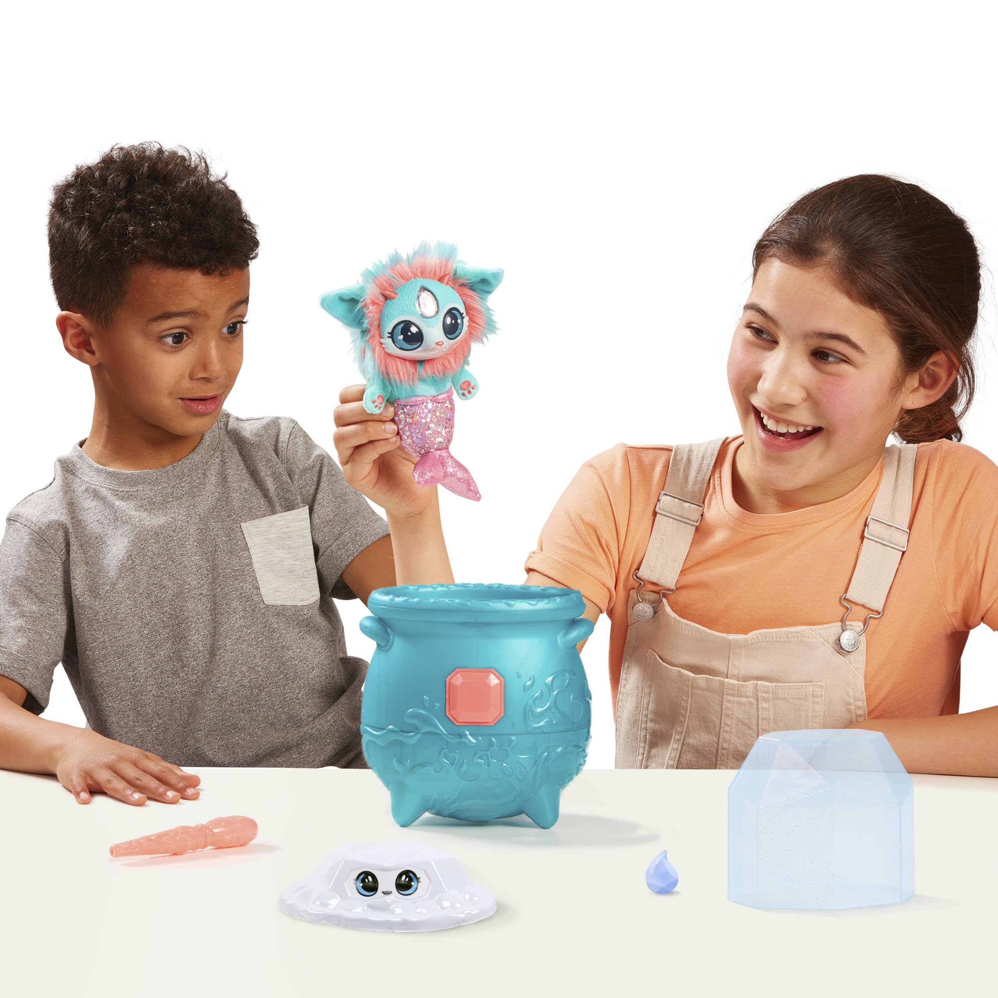 Magic Mixies Magical Gem Surprise Water Magic Cauldron - Reveal a Non-Electronic Mixie Plushie and Magic Ring with a pop up Reveal from The Fizzing Cauldron Medium