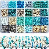1960Pcs Ocean Beads for Bracelets Making Kit, Blue and White Summer Beach Bead for Jewelry Making, Sea Turtle Seashell Starfish Shape Beads 8mm Round Seed Bead for DIY Craft Bracelets Earring