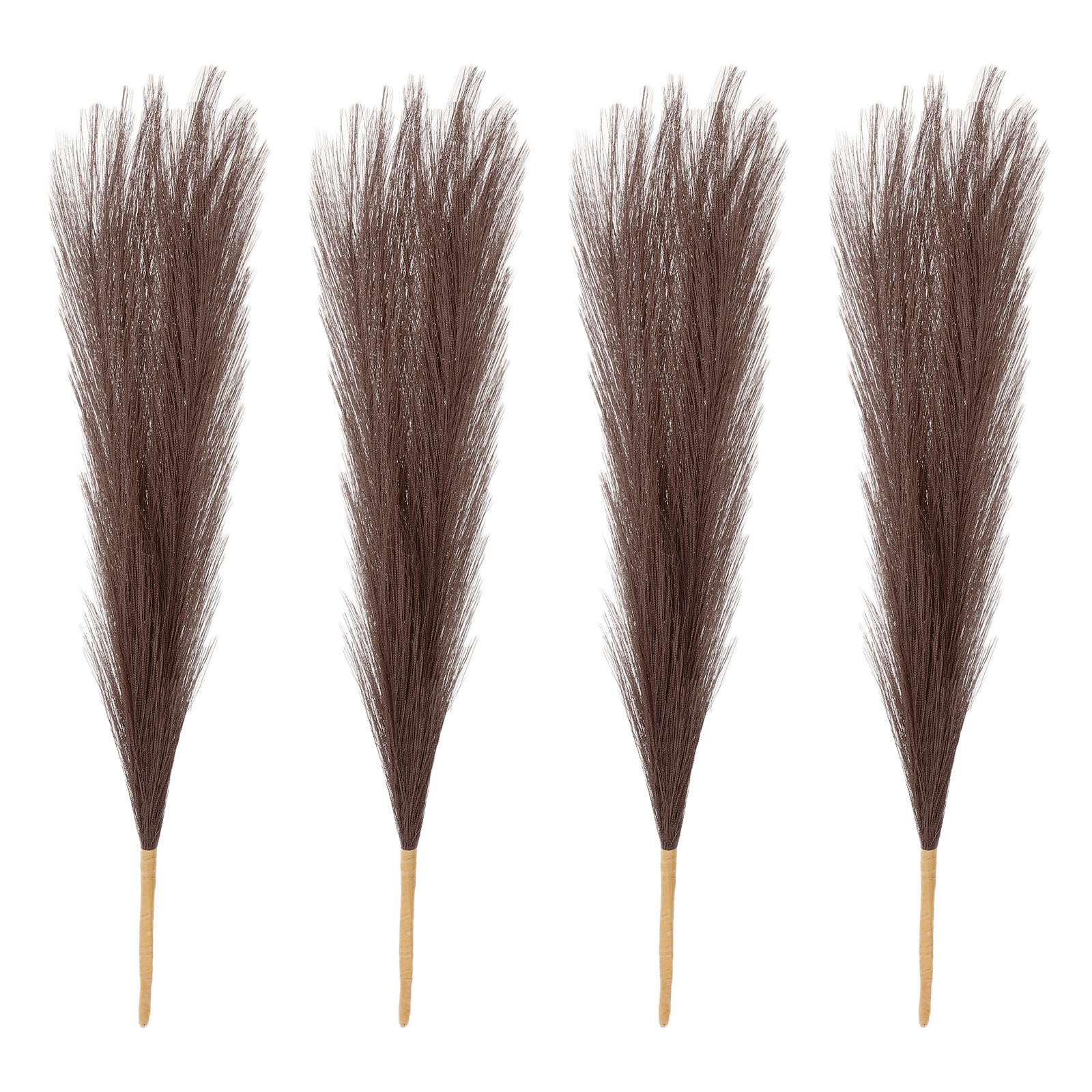 PATIKIL 17 Inch Faux Pampas Grass, 4 Pcs Boho Decor for Home Decoration Artificial Tall Fluffy Stems for Wedding Flower Party Vase Arrangement Centerpieces, Dark Brown