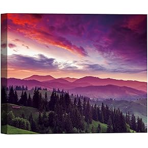 SIGNWIN Canvas Wall Art Orange Sunrise in Purple...