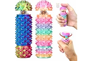 emeqzoa Christmas Stocking Stuffers 2pcs Little Ouchies Pain Stim Fidget Toy with Rotating/Spiky/Click-Press, 3-in-1 Sensory Toy for Anxiety Relief Skin Picking, Novelty Relief Stress Gift for Friend