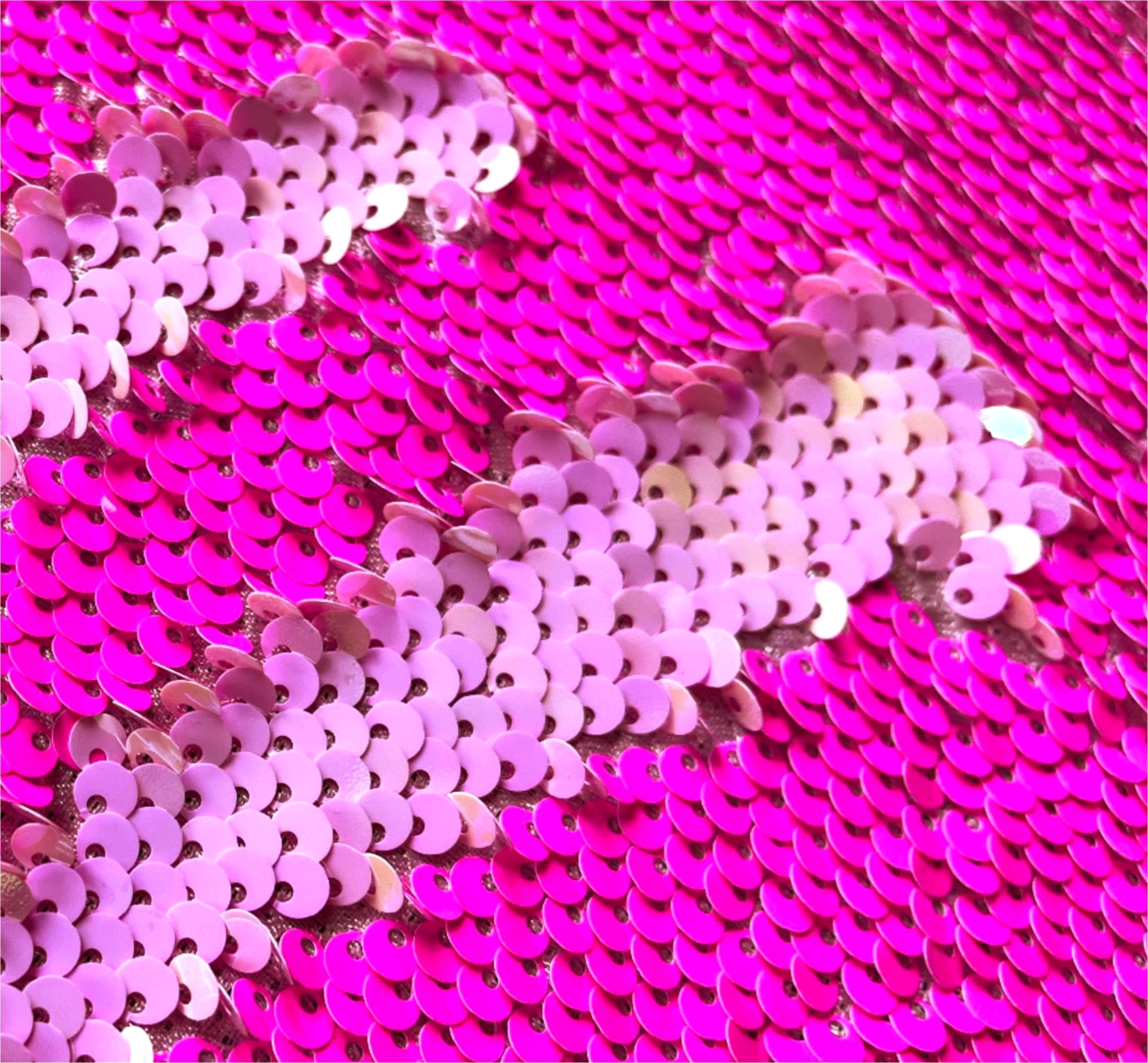 Sensory Wall Sequin Flip Fabric for Kids,0.2" Large Sequins Sensory Graffiti Fabric,Tactile Stimulation,Reversible Mermaid Fabric by the Yard (1yard(36"*49"), neon pink + dark pink)