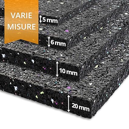 Tappeto Gomma Antivibrazioni Salvapavimento Gomma Antiscivolo Antitrauma Antirumore Isolante Pavimento Palestra Stalla 4 Spessori 6 Mm