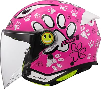 , Jet-Motorradhelm für Kinder FUNNY II PAWS Gloss Pink, L