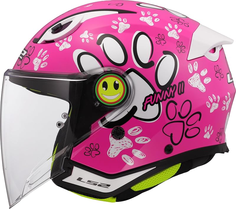 , Casco Moto Jet para Niños FUNNY II PAWS Gloss Pink, L