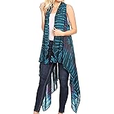 Sakkas Ivana Women's Oversized Draped Open Front Sleeveless Cardigan in Tie Dye
