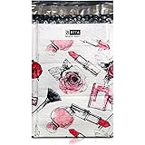 25 Pack 6x10 Pink Makeup Poly Bubble Mailers Padded Shipping Envelopes Bags with Custom Designer Printed Boutique Pattern and Self Seal Adhesive Strip - Large Heavy Duty Waterproof Bulk Combo
