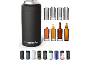 Frost Buddy Universal Can Cooler - Fits All - For Regular 12 & 16 oz or Slim-Size Bottles - Insulated Double-Walled Stainless