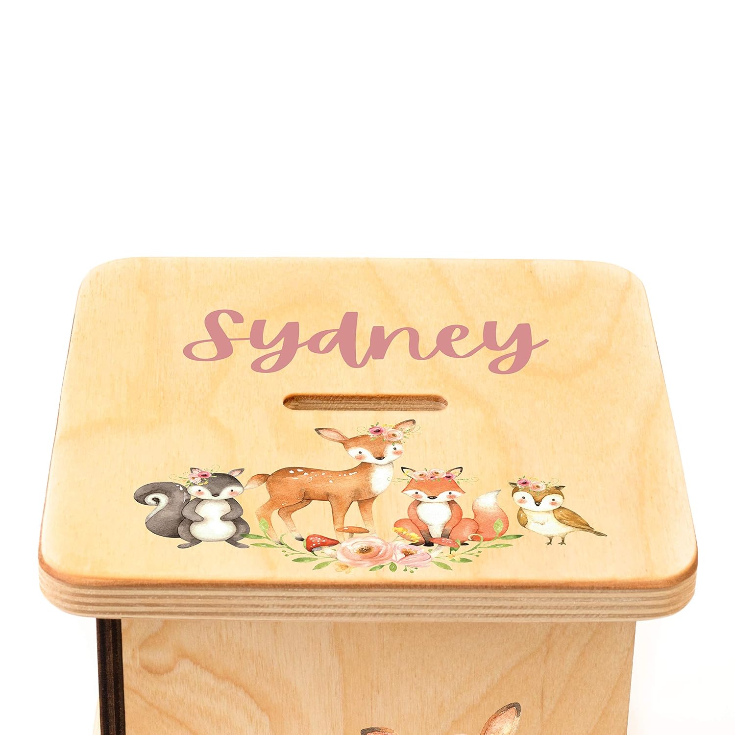 Amazon Com Woodland Piggy Bank For Girl Personalized Gifts For Kids Handmade In Usa Handmade amazon com woodland piggy bank for