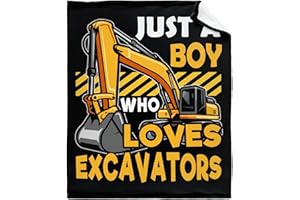 JOJIZAIO Just A Boy Who Loves Excavators Blanket Soft Blankets and Throws Flannel Cozy Lightweight Quilt Gift Perfect for Bed Sofa Couch-80 x60 Large for Adult