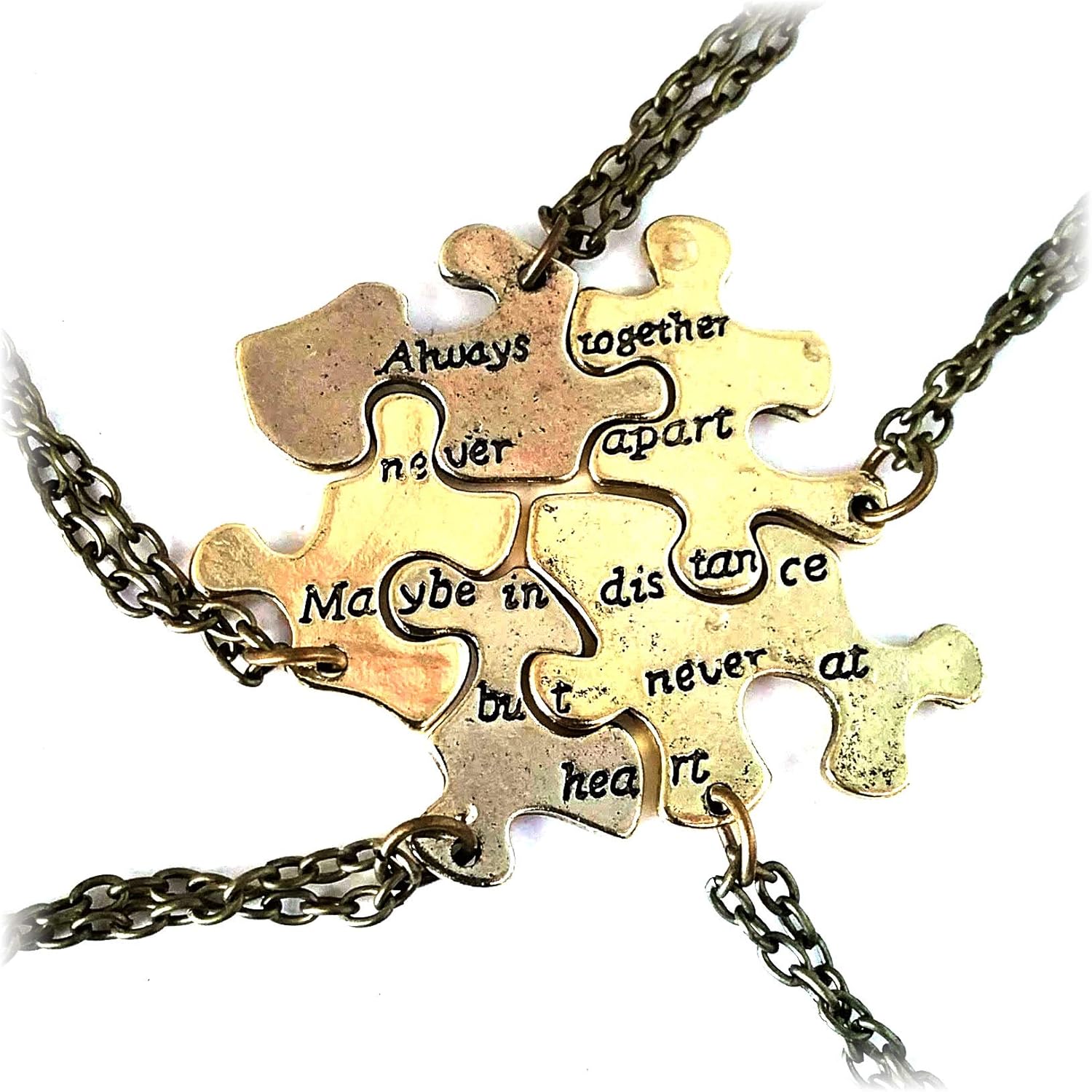 Set of Five Interlocking Golden Puzzle Pendant Necklaces Amazon.co.uk