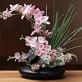 SYDDOL 17" Artificial Orchid Flowers with Pot Decorative Large Phalaenopsis Real Touch Faux Orchid Arrangement for Home Offic