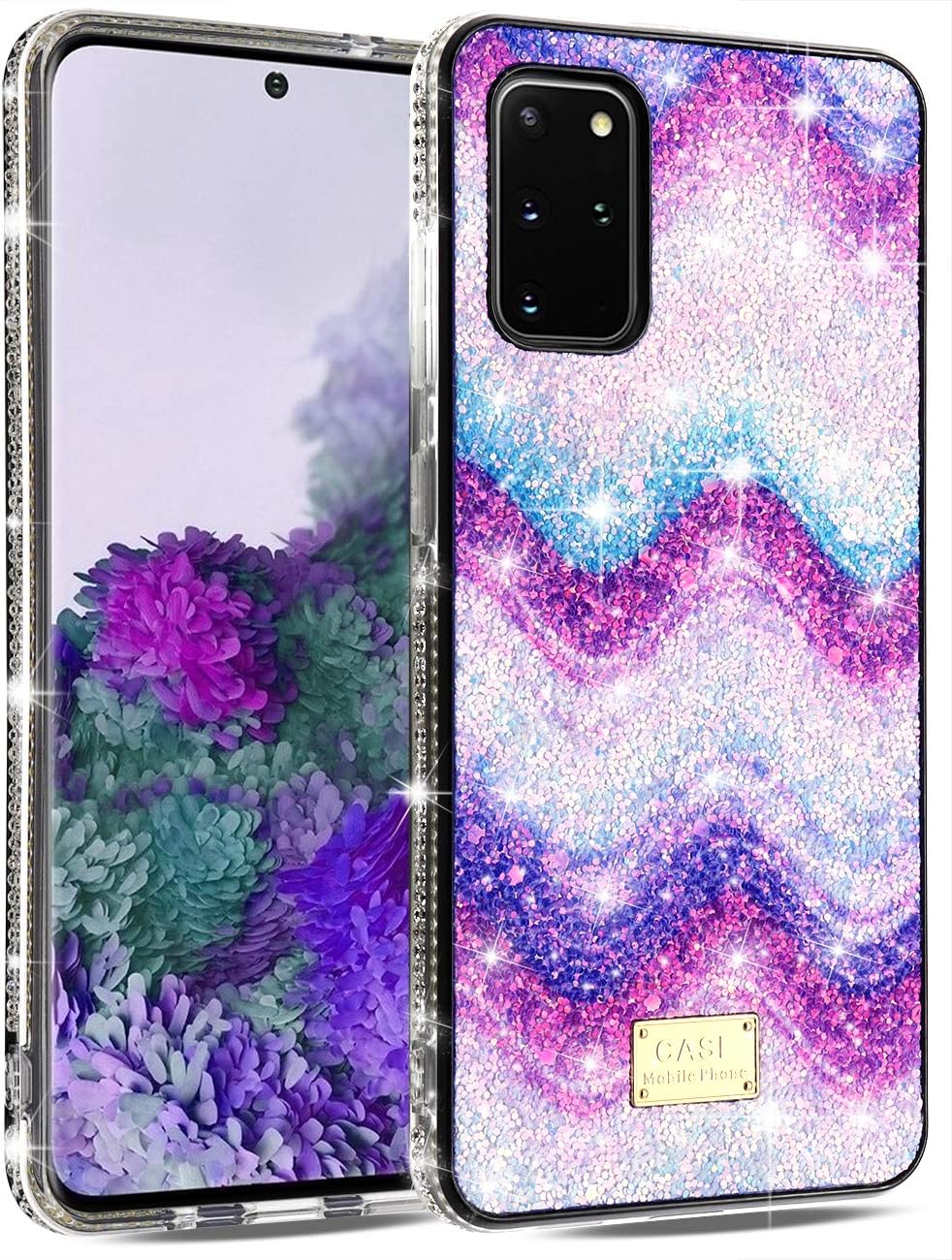 MMHUO Galaxy S20 Plus Case Durable Hybrid Glitter Sparkle Phone Case for Girls Women Bling Shinny Diamond Soft Bumper Shockproof Protective Case for Samsung Galaxy S20 Plus 5G 6.7 Inch (2020), Purple