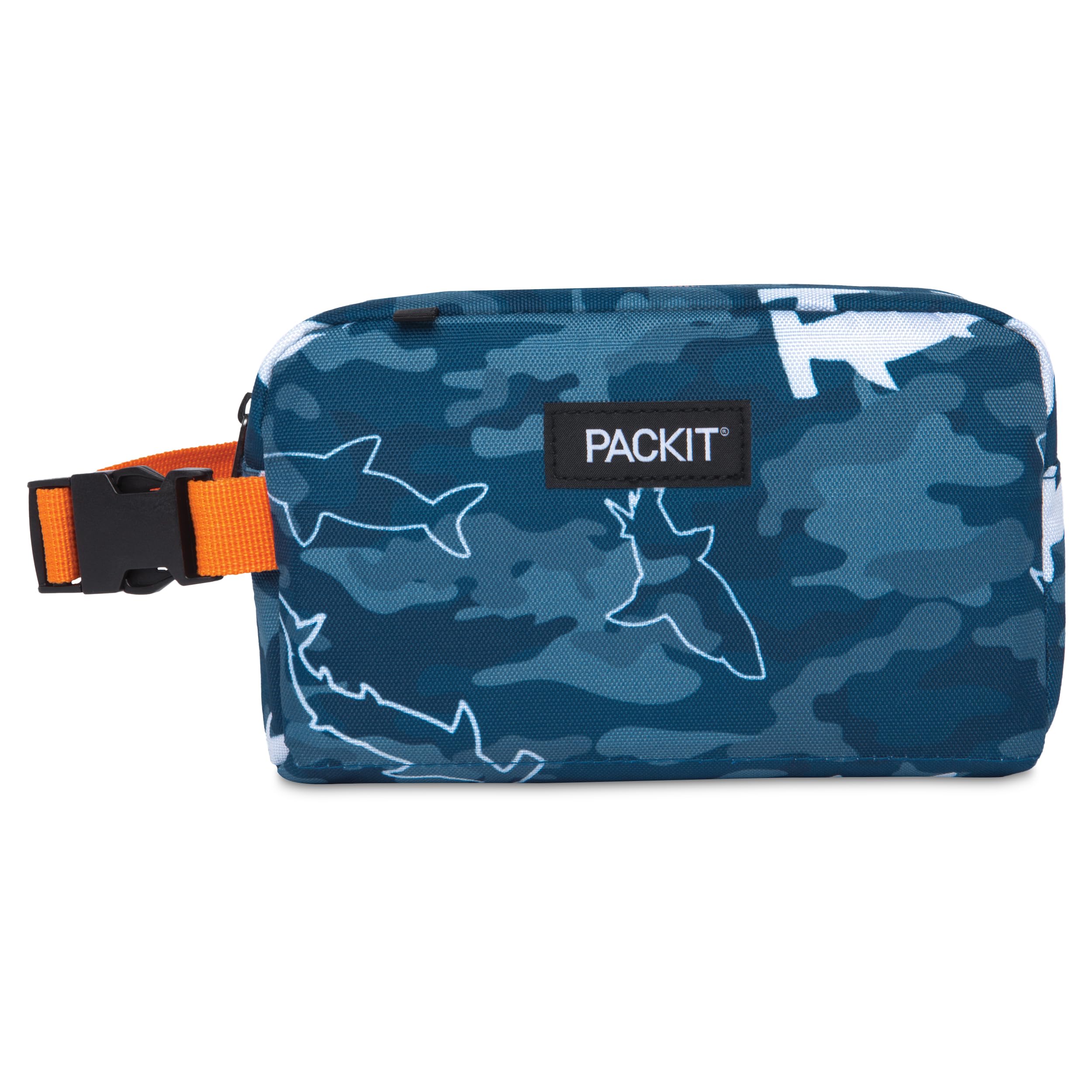 PackIt Freezable Snack Box, Camo Shark, Built with ECOFREEZE Technology, Collapsible, Reusable, Zip Closure with Buckle Handle, Great for Fresh Snacks on the go (Pack of 12) Image
