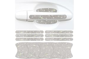 Gengki 10PCS Car Door Handle Bling Rhinestones Stickers Universal Auto Door Handle Scratch Cover Guard Protective Film Pad Sliver