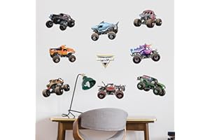 WALL PALZ Monster Jam Trucks Wall Decals Pack - Grave Digger Son-Uva Digger El Toro Loco Megalodon Zombie ThunderROARus Sparkle Smash Monster Mutt Vinyl Stickers Bedroom Decorations Peel and Stick Room Decor