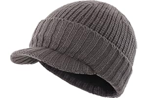 Home Prefer Men's Winter Hat Thick Knit Beanie Cap with Visor Newsboy Beanie Hat