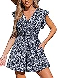 CUPSHE Women's Romper Tropical Flutter Sleeve Boho