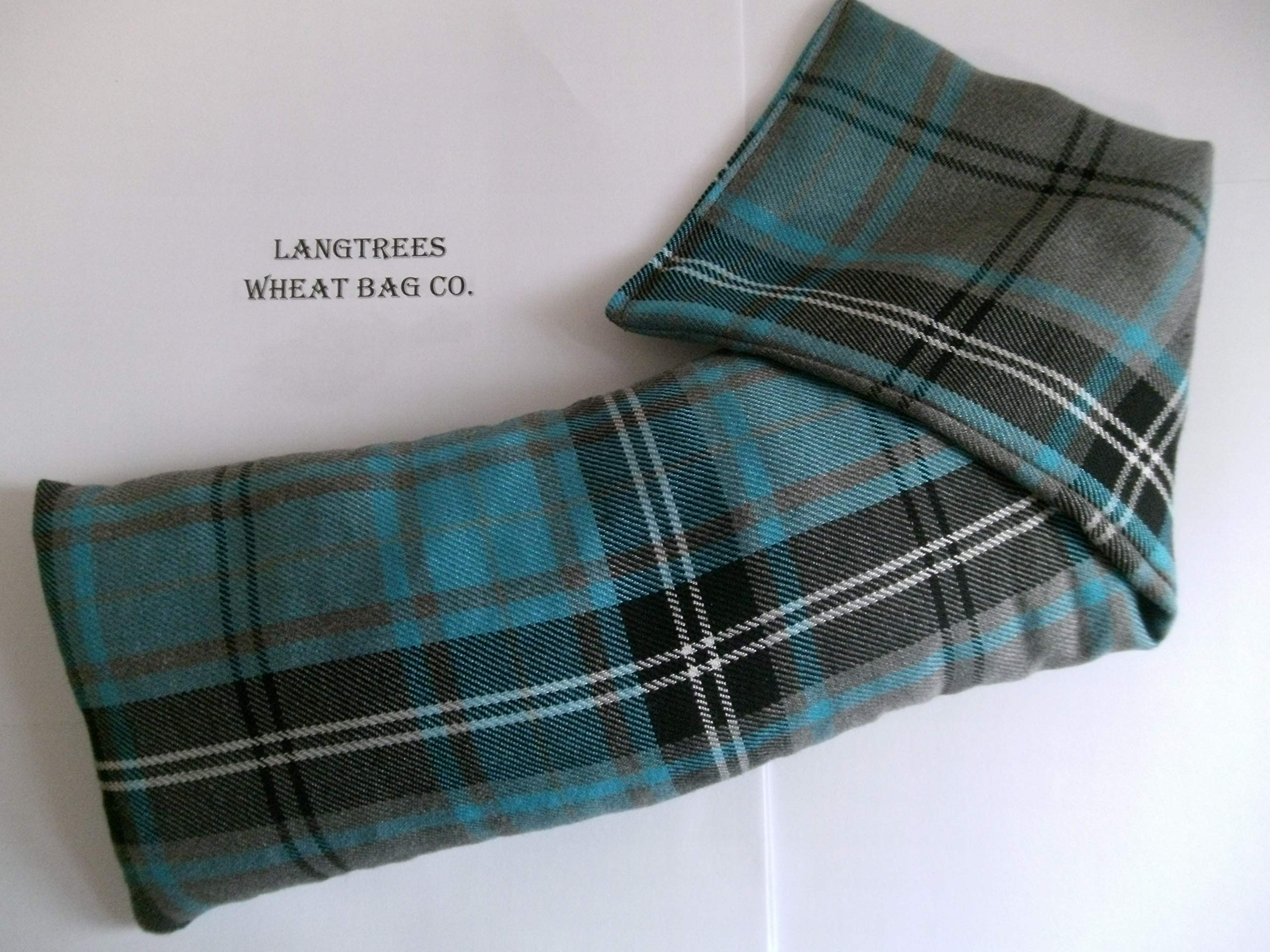 Large Wheat Heat Pack Cotton Tartan Microwave Wheat Bag Unscented, Turquoise