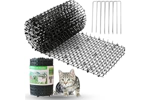 EVANCENT Scat Mat for Cats Black, 6.5ft Cat Repellent Mats with 6 Garden Staples, Plastic Training Scat Mat with Spikes, Anti-Cat Mats Dog Digging Deterrent Pad for Indoor and Outdoor Sofa Garden Flowerbeds