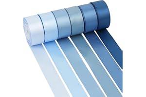 Mayreel Dusty Blue Satin Ribbon 1" Blue Ribbon for Gift Wrapping Crafts Wedding Bridal Shower Decorations, 6 Rolls Assortment, 10 Yards Each Color, Total 60 Yards