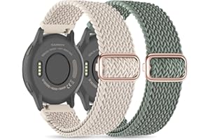 2 Pack Braided Watch Band 18mm 20mm 22mm Soft Stretchy Nylon for Garmin-Choice of Width-Quick Release Wristband Loop Elastic 